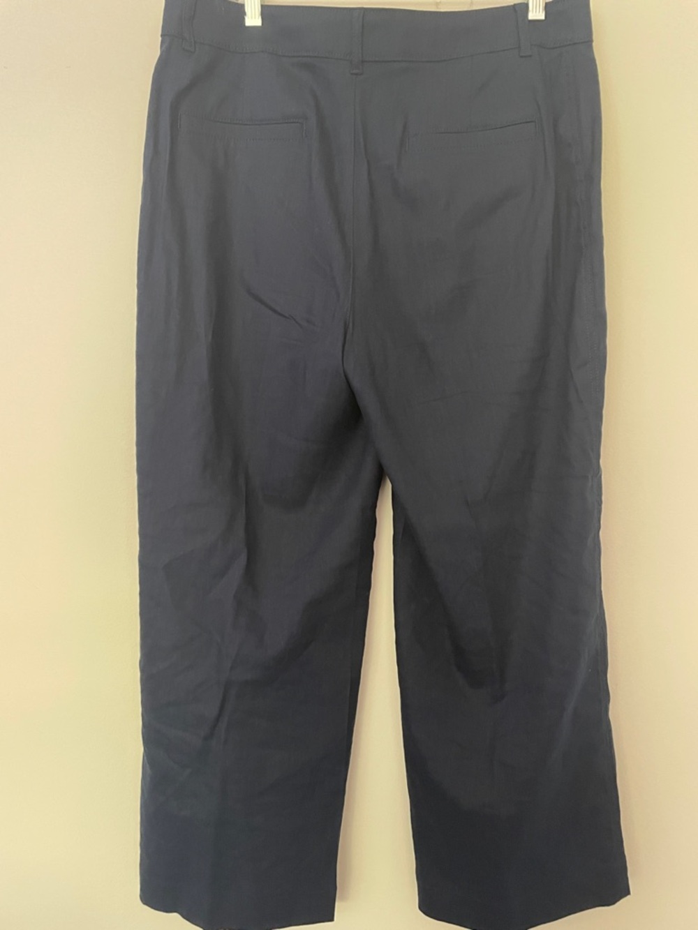 Loft Palmer Wide Leg Ankle Crop Pants Linen Blend Deep Space Blue Size 12 - Picture 4 of 7